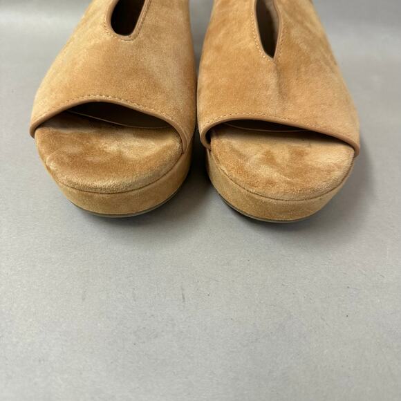 Aerosoles Cornelia Tan Suede Leather Peep Toe Slingback Platform Sandal Size 9.5 - Picture 4 of 15